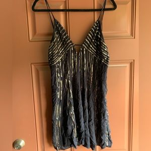 Navy free people sparkly shift dress